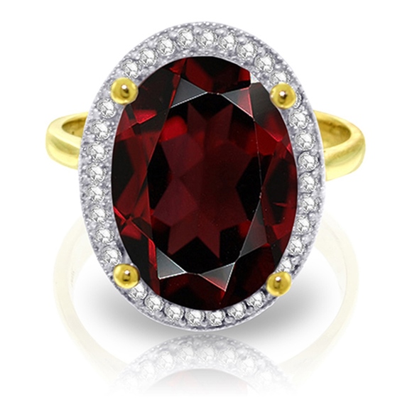 Galaxy Gold Products Jewelry - 14K SOLID GOLD RING WITH NATURAL DIAMONDS & GARNET
